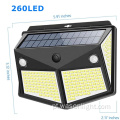 2021 Atualizado a luz solar solar externo 260led, sensor de movimento solar sem fio, com 6 lados LED para o jardim do jardim e a cerca